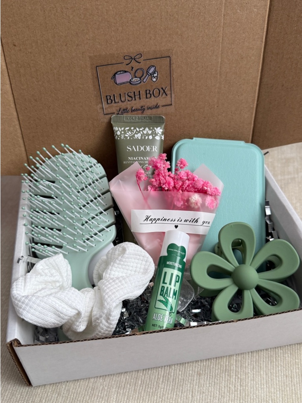 Blush Bath & Body Gift Set - Mint Green & Pink Accents